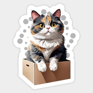 Chonk Boi Cat Sitting In A Box Sticker